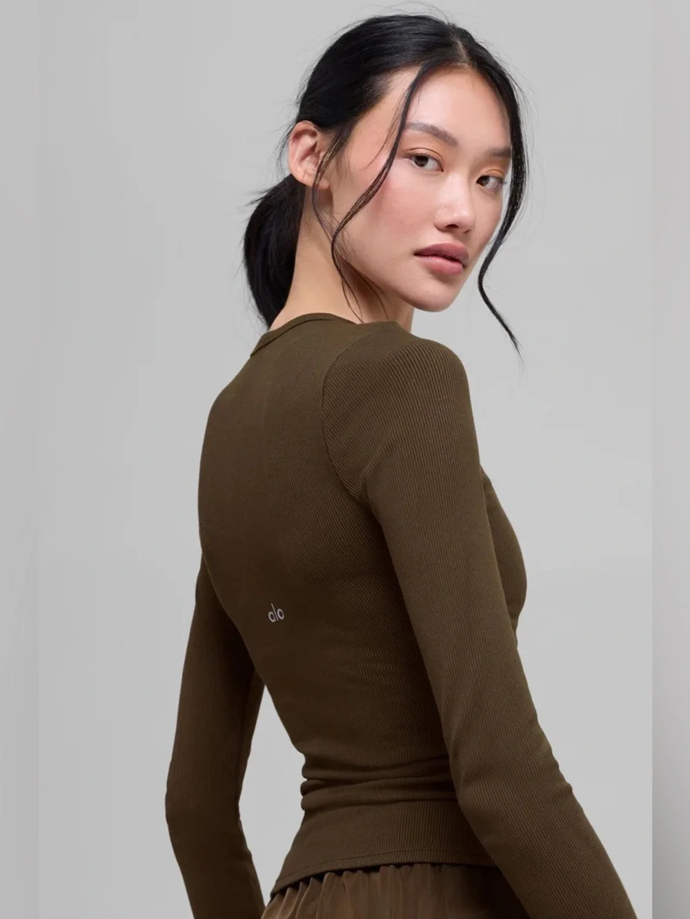 NWT Alo Yoga Ribbed‎ Modal Long Sleeve Expresso Medium